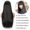 Picture of Straight Wigs with Bangs Human Hair Wigs for Black Women None Lace Front Wigs 150% Density Brazilian Virgin Hair Glueless Machine Made Wig Natural Color(20 Inch, Straight)