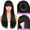Picture of Straight Wigs with Bangs Human Hair Wigs for Black Women None Lace Front Wigs 150% Density Brazilian Virgin Hair Glueless Machine Made Wig Natural Color(20 Inch, Straight)