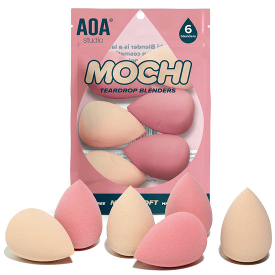 Picture of AOA Studio Collection Makeup Mochi Sponge Set Makeup Blender Latex Free and High-definition Set of 6 Makeup Blender For Powder Cream and Liquid Wonder Blender Beauty Cosmetic (6 Count)