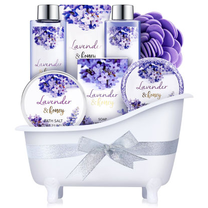 Picture of Bath and Body Gift Set - Lavender Gifts for Women, Body & Earth Bath & Shower Sets, 8 Pcs Lavender Honey Gift Sets with Bubble Bath, Lotion Set, Soap, Spa Kit for Women, Christmas Gifts for Mom