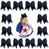 Picture of DEEKA 12PCS 8" Large Cheer Hair Bows Ponytail Holder Handmade for Teen Girls Softball Cheerleader Sports-Navy Blue