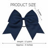 Picture of DEEKA 12PCS 8" Large Cheer Hair Bows Ponytail Holder Handmade for Teen Girls Softball Cheerleader Sports-Navy Blue