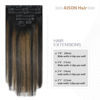 Picture of Aison Clip in Hair Extensions Real Human Hair 70G Natural Black to Chestnut Brown 100% Remy Human Hair Soft Silky Straight 7pcs 16clips One Pack 18 Inch