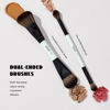 Picture of Jessup Makeup Brushes 2pcs Double Sided Foundation Brush Contour Brush Dual Ended Eye Blending Brush, Multi-functional Cosmetic Brush Bright Cyan T502