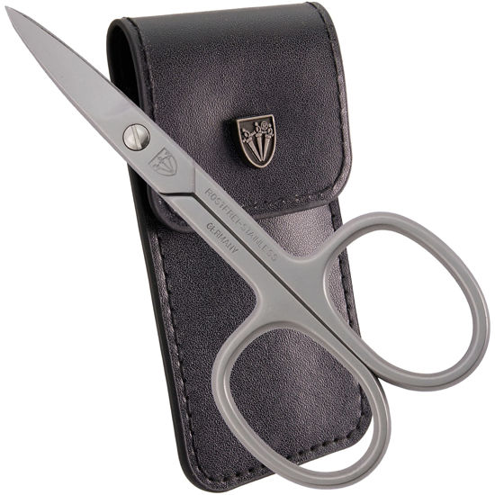 Picture of 3 Swords Germany - brand quality STAINLESS STEEL INOX CURVED NAIL SCISSORS (1 PIECE) with case for manicure pedicure - nail care by 3 Swords - Made in Germany