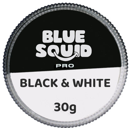Picture of Blue Squid PRO Face Paint - Professional Water Based Single Cake Facepaint & Body Paints - SFX Makeup, Kids Adults Face Painting for Costume, Halloween, Cosplay - Split Black & White 30g / 1oz