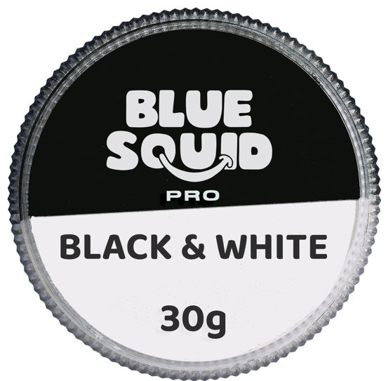 Picture of Blue Squid PRO Face Paint - Professional Water Based Single Cake Facepaint & Body Paints - SFX Makeup, Kids Adults Face Painting for Costume, Halloween, Cosplay - Split Black & White 30g / 1oz
