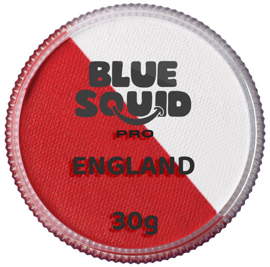 Picture of Blue Squid PRO Face Paint - Professional Water Based Single Cake Facepaint & Body Paints - SFX Makeup, Kids Adults Face Painting for Costume, Halloween, Cosplay - Split Red & White 30g / 1oz