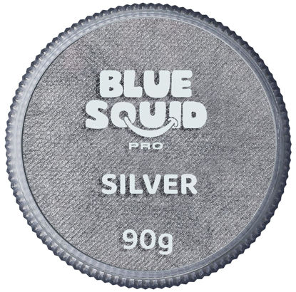 Picture of Blue Squid PRO Face Paint - Professional Water Based Single Cake Facepaint & Body Paints - SFX Makeup, Kids Adults Face Painting for Costume, Halloween, Cosplay - Metallic Silver 90g / 3oz