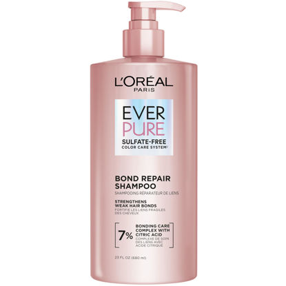 Picture of L'Oreal Paris Bond Repair Sulfate Free Shampoo for Damaged Hair, Strengthening Hair Care with Citric Acid, Repairs Weak Hair Bonds, EverPure, 23 Fl Oz