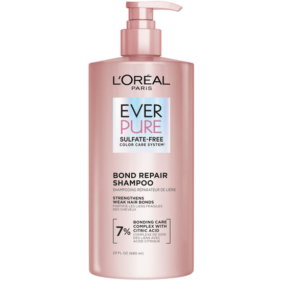 Picture of L'Oreal Paris Bond Repair Sulfate Free Shampoo for Damaged Hair, Strengthening Hair Care with Citric Acid, Repairs Weak Hair Bonds, EverPure, 23 Fl Oz