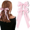 Picture of Silky Satin Hair Bows and Ribbons: 2PCS Pink Alligator Clips for Ponytail Holders, Hair Accessories for Women, Girls, Toddlers, and Teens