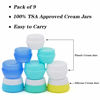 Picture of Cosywell Travel Containers Sets Silicone & PP Cream Jars for Toiletries Empty Lotion Leak-proof & TSA Approved Bottles Accessories with Hard Sealed Lids for Cosmetic Makeup Face Cream (9 Jars)