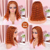 Picture of omswet Ginger Deep Wave BOB Wig Human Hair 5x5 HD Lace Closure Wigs for Black Women Ready To Wear Wigs Glueless Human Hair Wig Pre Plucked Bleached Knots Curly BOB Wig Human Hair 14 Inch 180 Density