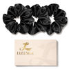 Picture of LULUSILK Silk Scrunchies for Hair Sleep, 100% Real Mulberry Silk, No Damage Silk Hair Ties for Women and Girls, Classic Black, Pack of 3