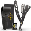 Picture of The Cut- Factory- Straight Razor with Pack Of Platinum Treet Single Blade Razors for Men- Professional Barber Straight Edge Razor for Close Shaving 100 Percent Stainless Steel-Black