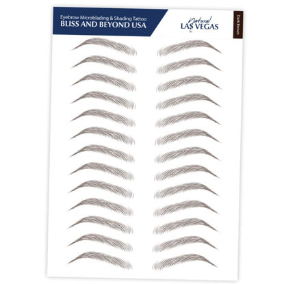 Picture of Bliss and Beyond USA | Waterproof Eyebrow Tattoo Stickers. A real hair stroke look. Hair replacement without surgery. Solution for hair loss. Bushy Tinted eyebrow tattoos. (New Las Vegas, Light Brown)