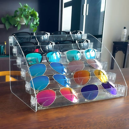 Picture of MineSign Sunglasses Organizer Clear Eyeglasses Display Case Sticker Display Tray For Glasses Tabletop Holder Stand (6 layer)