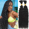 Picture of Human Braiding Hair for Boho Braids 110g 20 Inch Deep Water Wave Bulk Human Hair for Braiding No Weft 12A Wet and Wavy Curly Human Hair Extensions 2 Bundles/Pack Natural Color