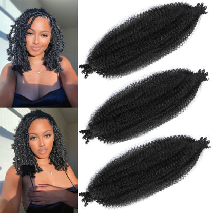 Picture of 18 Inch Pre-Separated Springy Afro Twist Hair 3 Packs Black Pre-Fluffy Natural Curls are Perfect for Marley Crochet Hair Suitable for Black Women (1B#, 18 Inch (Pack of 3))