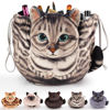 Picture of Openhahaha Drawstring Makeup Bag, Cat Makeup Bag, Travel Makeup Organizer, Cosmetic Pouch Bag, Cat Gift for Women, Lay Flat Makeup Bag Gifts for Cat Lovers