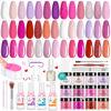 Picture of Beetles Dip Powder Nail Kit,36 Pcs 20 Colors Nude Hot Pink Red Glitter White Dip Nails Powder Starter Kit with Base Top Coat Activator Cuticle Oil Nail Dip Powder Set Valentine's Day Gifts for Women