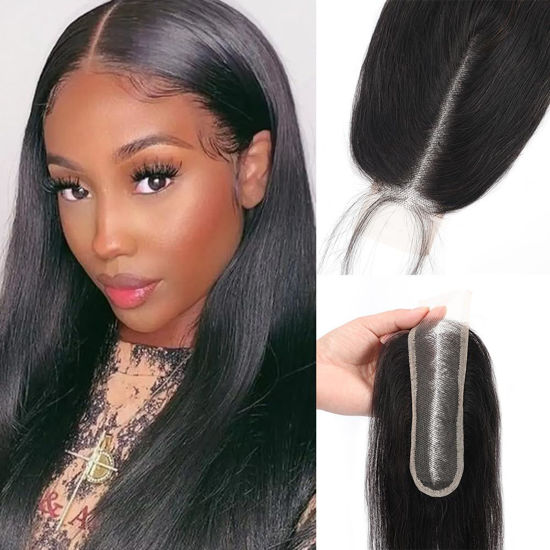 Picture of FEHOKA Brazilian 2x6 HD Lace Closure Straight Lace Closure 100% Virgin Human Hair Closure Natural Hairline Middle Part Kim K 2 By 6 Closure With Baby Hair (16 Inch, 2x6 Closure)