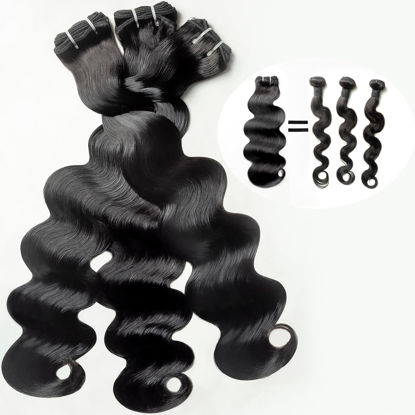 Picture of TRIIPPY Raw Human Hair Bundles,Triple Lifespan Than Regular Virgin Hair No.1 Sales Of Raw Hair Bundles, 16 18 20 Inches Cambodian Raw Body Wave 3 Bundles, Keep Soft and Silky After Multiple Washes