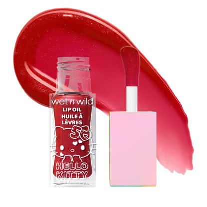 Picture of wet n wild Hello Kitty Glitter Lip Oil, New 10 Oil Infused Formula, Warm Apple Pie Lightly Scented, Sparkly Bold Colors, Cruelty-Free & Vegan - Magic Apple