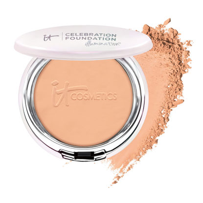 Picture of IT Cosmetics Celebration Foundation Illumination, Tan (W) - Full-Coverage, Anti-Aging Powder Foundation - Blurs Pores, Wrinkles & Imperfections - 0.3 oz Compact