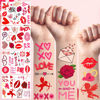 Picture of 50Pcs Love Temporary Tattoos For Couple Women Red Black Valentine Days Party Decorations Birthday Favors Supplies Flowers Rose Heart Lips Gift Idea Decorative Suitable For Kids Teens Youth Adult