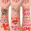 Picture of 50Pcs Love Temporary Tattoos For Couple Women Red Black Valentine Days Party Decorations Birthday Favors Supplies Flowers Rose Heart Lips Gift Idea Decorative Suitable For Kids Teens Youth Adult
