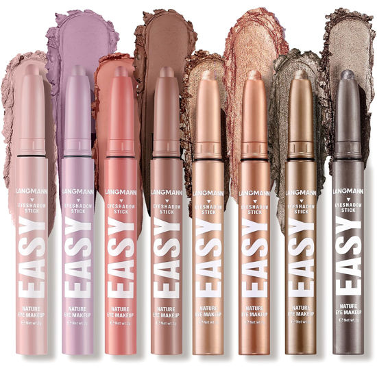Picture of LANGMANNI Eyeshadow Stick,8 PCS Waterproof Multi-Color Eyeshadow Pen Set,Creamy Long-Lasting Eye Makeup Kit,Natural & Shimmer Shades Contour Stick,Perfect Gifts For Women (#G-8 Colors)