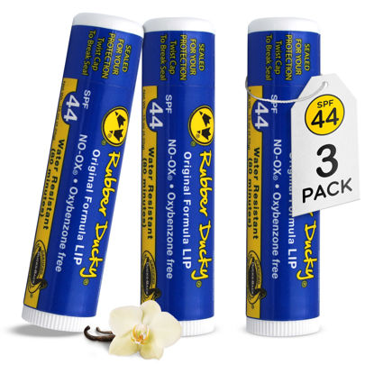 Picture of Rubber Ducky | Lip Sunscreen, Lip Balm with SPF 44, Water Resistant Sunscreen Lip Balm | Vegan, Untinted, Vanilla Flavor, with Vitamin E | All Season - Broad Spectrum Sunscreen for Lips