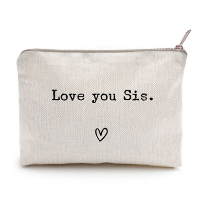 Picture of Love You Sister, Sister Gift, Missing You, Send Love, Makeup Case, Toiletry Bag, Gift for Friend, Makeup Bag for Best Friends (Love you Sis.)