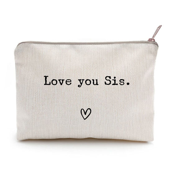 Picture of Love You Sister, Sister Gift, Missing You, Send Love, Makeup Case, Toiletry Bag, Gift for Friend, Makeup Bag for Best Friends (Love you Sis.)