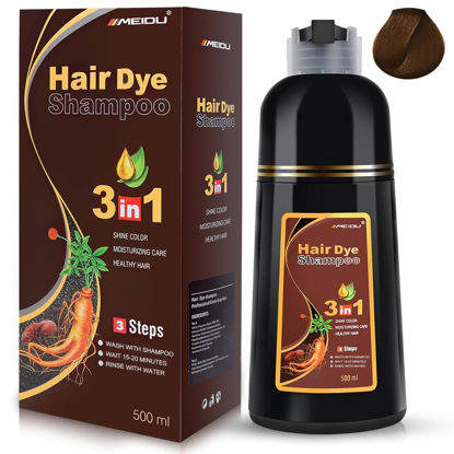 Picture of MEIDU Brown 3-in-1 Hair Dye Shampoo for hair Shampoo coloring and cleansing solution with mild ingredients for covering white hair
