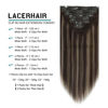 Picture of Lacer New Version Thick Hair Extensions Clip in Human Hair Silky Straight Dark Brown to Medium Brown Highlight Dark Brown R#2-2/6 140g 7pcs with 16 Clips per Set 22 Inch