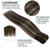 Picture of Lacer New Version Thick Hair Extensions Clip in Human Hair Silky Straight Dark Brown to Medium Brown Highlight Dark Brown R#2-2/6 140g 7pcs with 16 Clips per Set 22 Inch
