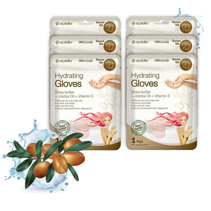 Picture of Epielle Hydrating Hand Masks (6pk Gloves) for Dry Hands | Shea Butter, Jojoba Oil, Vitamin E | Intensive Spa Treatment | Beauty Gift, Gift Set, Spa Day | Korean Skincare
