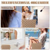 Picture of ZLFSRQ 2Pcs Checkered Makeup Bag for Women Large Cosmetic Bag Set Travel Toiletry Bag Makeup Pouch Bag for Purse Brown Zipper Storage Bag Organizer Cute Small Aesthetic Girls Car Essentials Bag