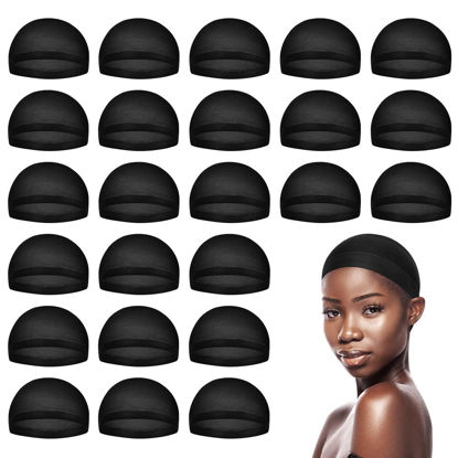 Picture of MYKURS Black Wig Caps for Women, Nylon Hair Caps for Wig, 24 Pieces