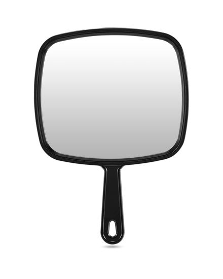 Picture of PROTECLE Extra Large Hand Mirror, Salon Barber Hairdressing Handheld Mirror with Handle (Square Black 9" x 12.4")