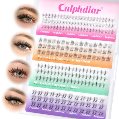 Picture of Bottom Lashes Natural Bottom Lash Clusters 4 Styles Lower Eyelash Extension Individual Lashes 216pcs Clear Thin Band Bottom Eyelashes Clusters DIY Lower Lashes Extensions by calphdiar