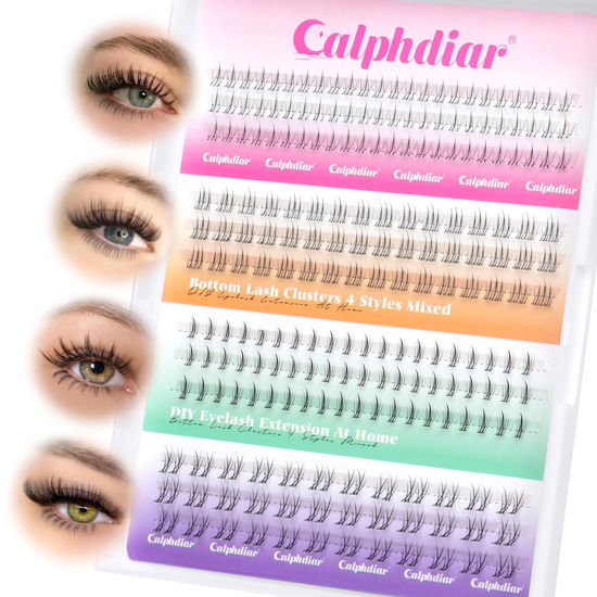 Picture of Bottom Lashes Natural Bottom Lash Clusters 4 Styles Lower Eyelash Extension Individual Lashes 216pcs Clear Thin Band Bottom Eyelashes Clusters DIY Lower Lashes Extensions by calphdiar