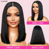 Picture of Hoacon 14inch Bob Wig Human Hair 13x4 Bob Lace Front Wigs for Black Women 180% Density Straight Bob Wig HD Transparent Lace Frontal Bob Wigs Glueless Wig Pre Plucked precut Natural Hairline