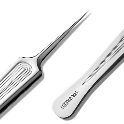 Picture of MR.GREEN Ingrown Hair Tweezers Needle Nose Pointed Tips Tweezers For Eyebrows Splinters Blackhead Removal Acne Clip Extractor (Long)