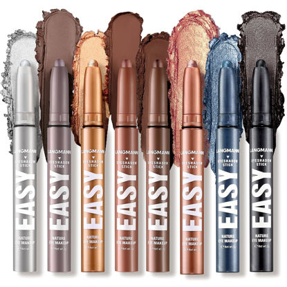 Picture of LANGMANNI Eyeshadow Stick,8 PCS Waterproof Multi-Color Eyeshadow Pen Set,Creamy Long-Lasting Eye Makeup Kit,Natural & Shimmer Shades Contour Stick,Perfect Gifts For Women (#F-8 Colors)