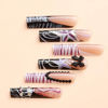 Picture of RUOKEXIN Extra Long Press on Nails Black French Tip Fake Nails Square False Nails with Bow Rhinestones Designs Extra Long Square Nail Press ons Sparkly Glue on Nails Cute Stick on Nails for Women
