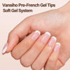 Picture of 150Pcs French Gel Nails, Vansiho French Tip Press on Nails, Short Square Nail Tips Pink, Soft Gel Nails False Nail, Acrylic Fake Nails for Nail Art DIY 15 Sizes